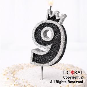 VELA NUMERO CORPOREO CON GIBRE PLATA N.9 x 1